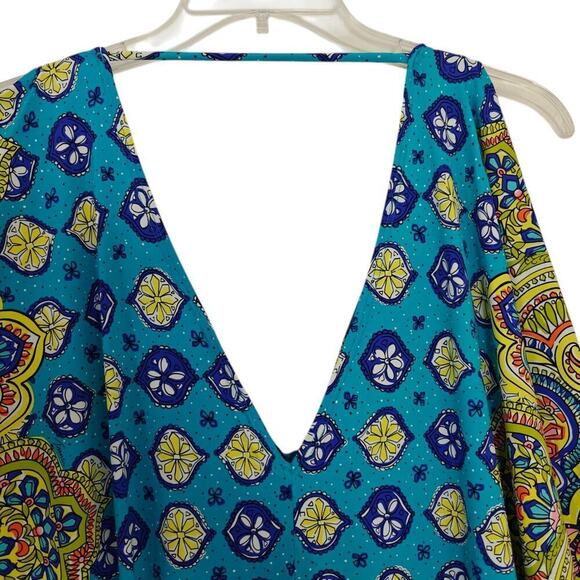 Trina Turk Corsica Caftan Tunic Swim Coverup Size Small Multicolored Boho Beach - Picture 8 of 12